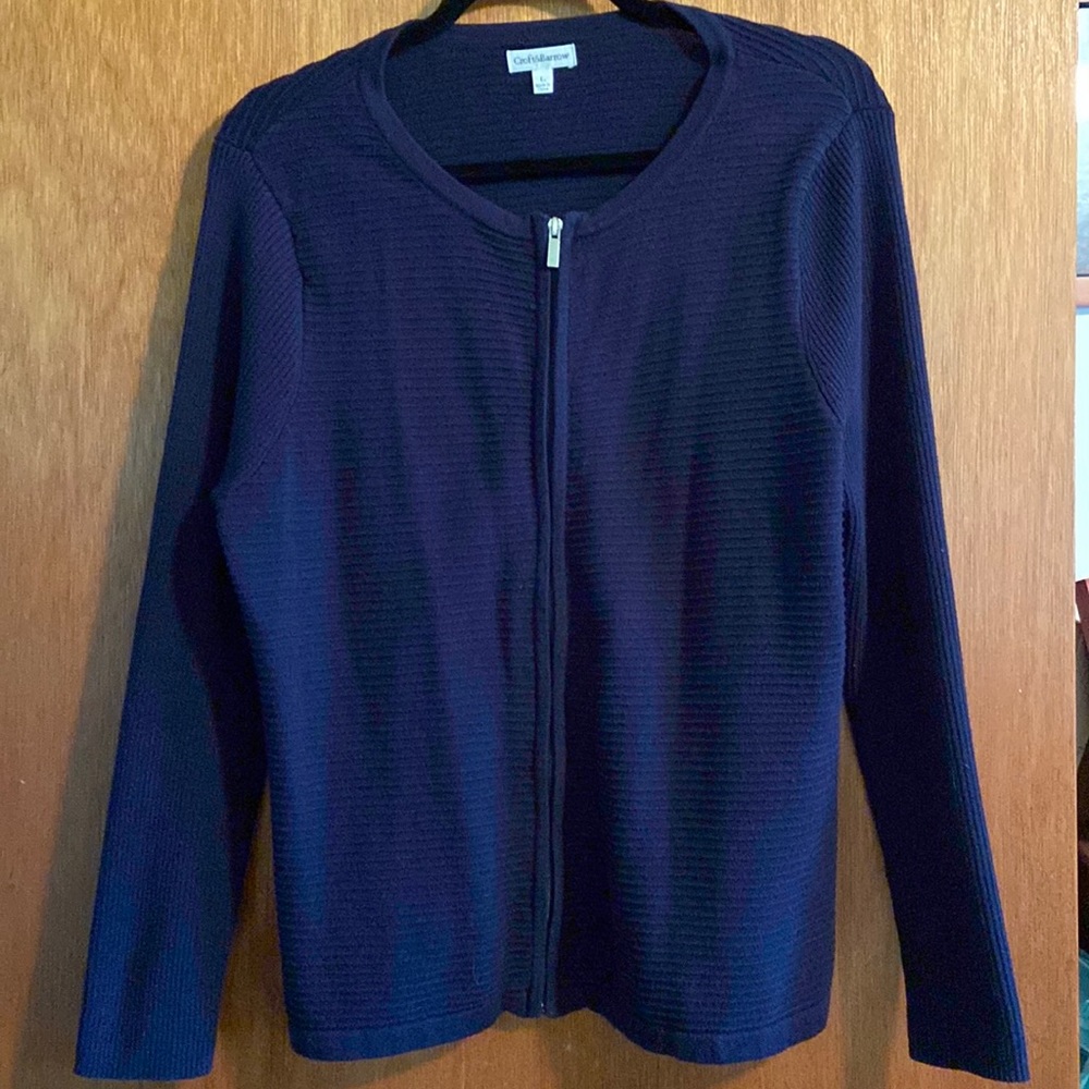Navy blue zippered sweater